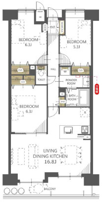 ファミールハイツ上野芝Ⅱ番館の間取り