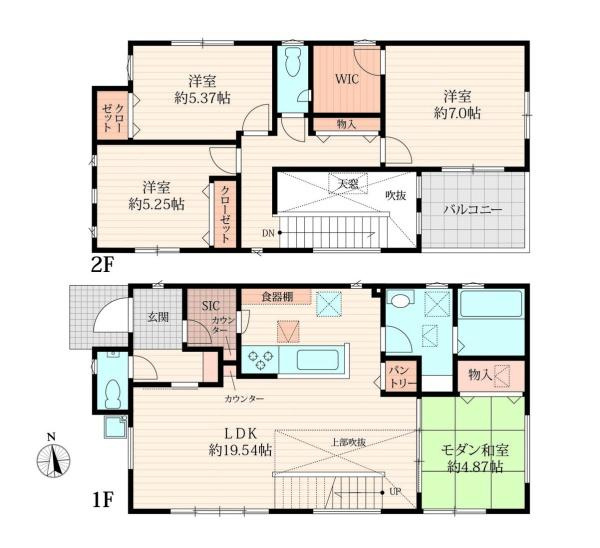 座間市新田宿の新築一戸建の間取り