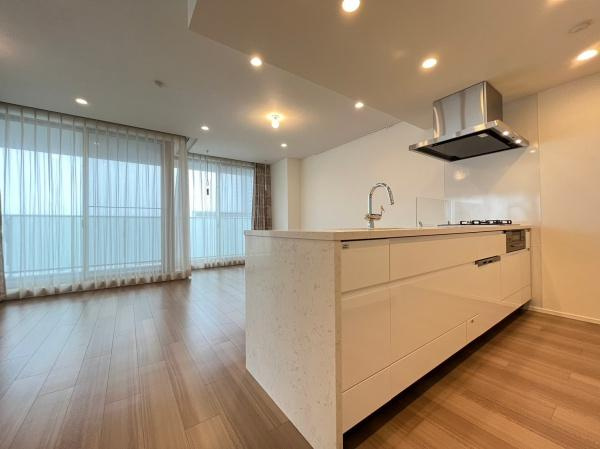 クリオレジダンス横濱ベイサイドのキッチン|家族との会話が楽しく、お子様の様子も確認できる安心感のある素敵なカウンターキッチン！食洗器・浄水機能も付いています。