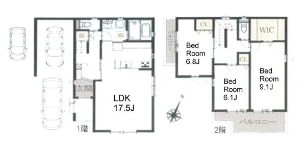 横須賀市武２丁目の中古一戸建の間取り