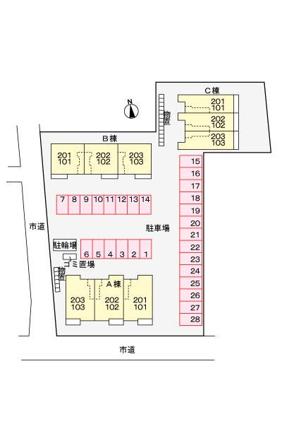 フェリシア・コート Ⅱの区画図