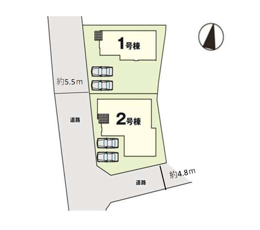 福岡市西区太郎丸2丁目第1-2棟（2号棟）　の区画図|配置図（2号棟）