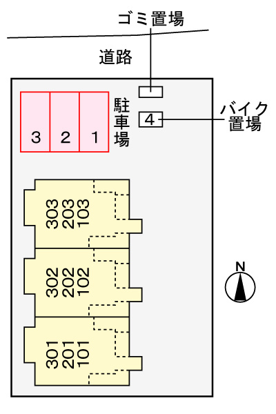 川崎市多摩区長沢２丁目のアパートの区画図