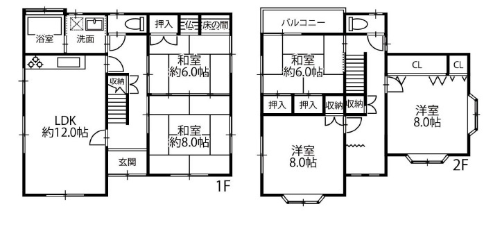 加古郡稲美町六分一　　中古戸建の間取り