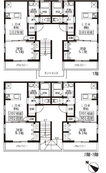 神戸市長田区収益アパート　KARIN新長田アネックスの間取り