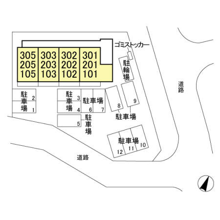 ゼピュロスみどりの E棟の区画図
