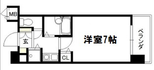 大阪市中央区上町１丁目の賃貸マンションの間取り