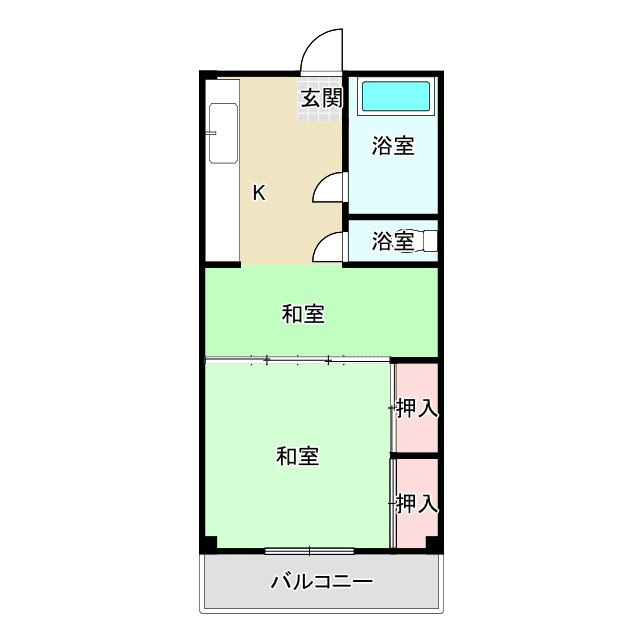 サードリハイツ本館の間取り|2K　29.16㎡