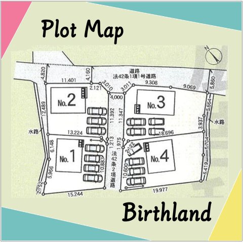新築戸建・建売　足利市今福町第1　三重小・第一中の区画図|＜1号棟＞カースペース4台　※敷地内に電柱及び支線が入る場合がございます。