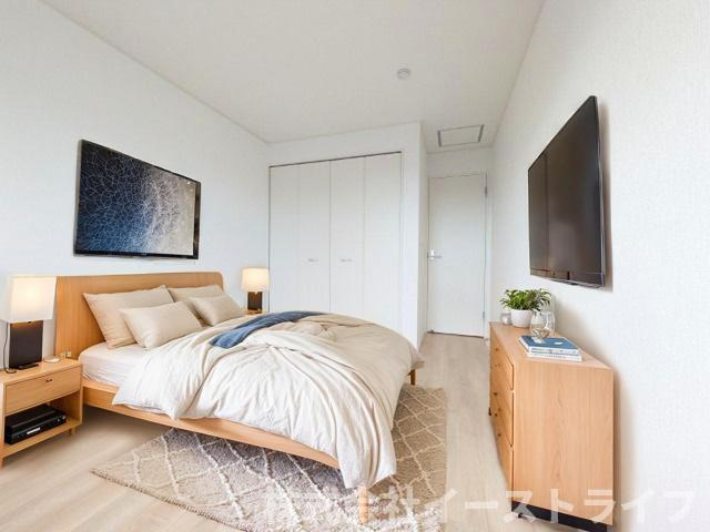 【新築戸建】　いわき市佐糠町第8の寝室|4号棟の寝室に家具を配置したイメージ画像です
※本画像はCGで作成しており、実際に現地に 家具は置かれておりません。また、価格に 家具は含まれておりません。