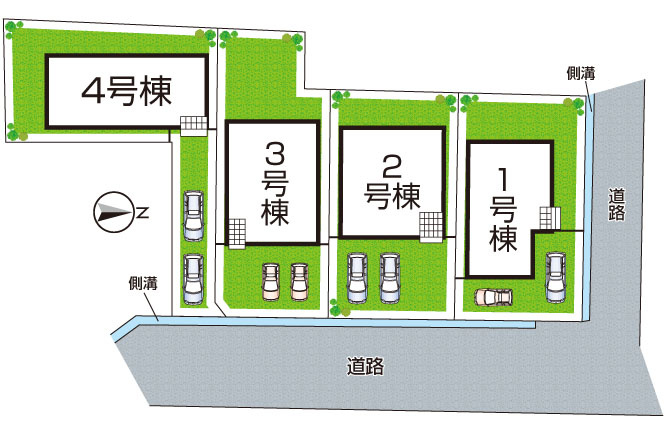 橿原市大久保町　第1期　新築一戸建ての区画図|全４区画