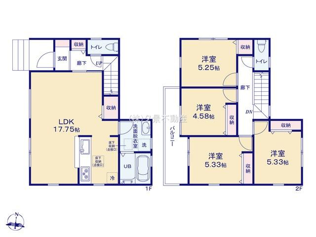 《仲介手数料無料》見沼区堀崎町583-1新築一戸建てリーブルガーデンの間取り