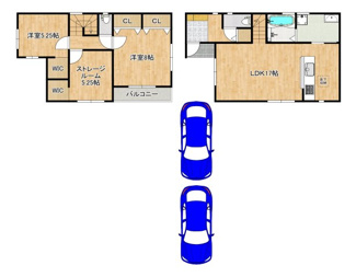 【間取り】 | 東上野芝町２丁　新築分譲住宅　全２区画 | ＪＲ阪和線「上野芝」駅まで徒歩１０分！
毎日の通勤や通学に便利ですね♪
忙しい朝や遅い帰宅時にも便利ですね！