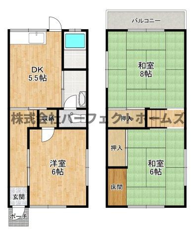 長尾西町1丁目戸建　賃貸の間取り