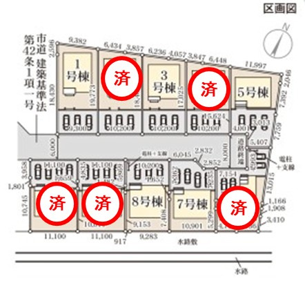 ご予約受付中！お早めに！　【新築建売住宅】　いわき市小名浜燈籠原　全10棟　3号棟の区画図|区画図です。
