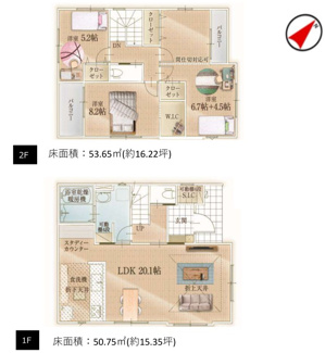 【間取り】 | 越谷市花田10期　新築分譲住宅　全2棟 | 4LDK+WIC
土地面積：119.98㎡　建物面積：104.40㎡