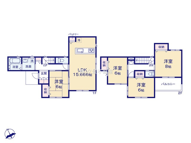 《仲介手数料無料》緑区大字三室193新築一戸建ていろどりアイタウンの間取り