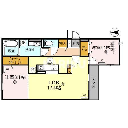 スペチアーレ巽中　B棟の間取り