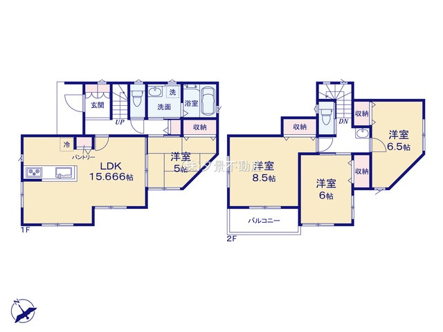 《仲介手数料無料》緑区大字三室193新築一戸建ていろどりアイタウンの間取り