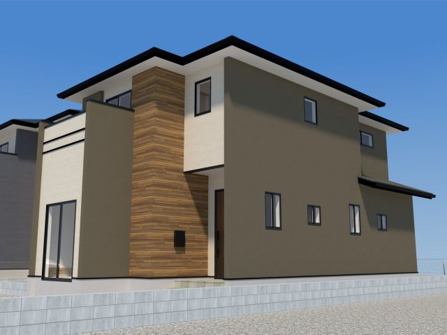 小郡市大保【2号棟】　新築戸建の外観パース|外観パースです