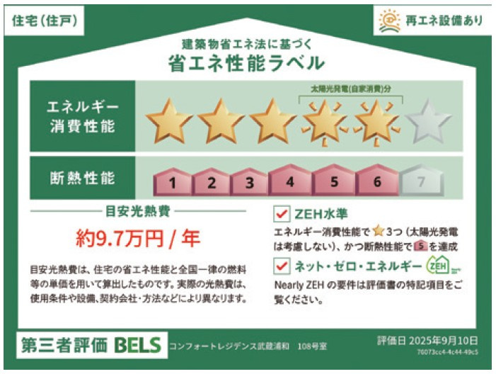 （シニア限定）コンフォートレジデンス武蔵浦和の省エネ性能ラベル