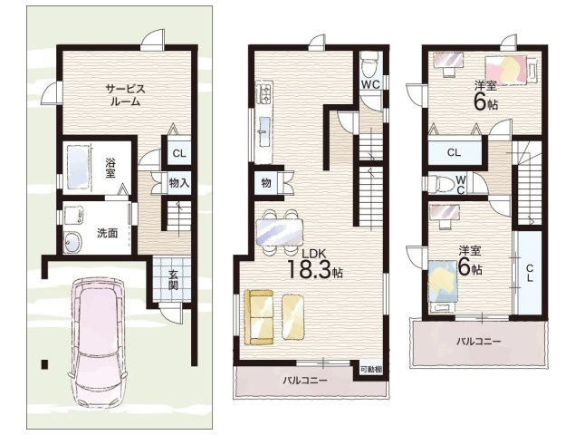 堺市東区菩提町　新築一戸建ての間取り