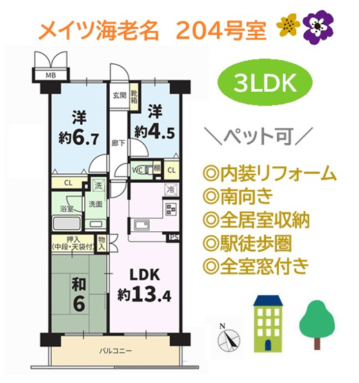 【間取り】 | 全居室収納完備し、お部屋ごとスッキリ片付く３LDKプラン◎　
経験豊富な当社スタッフがしっかりとサポートするので安心してご依頼下さい。