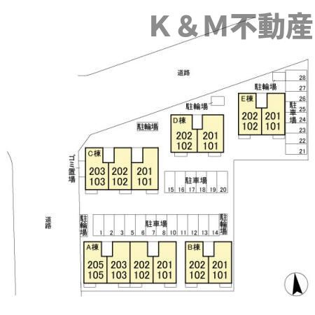 セジュール御堂の上 Aの区画図