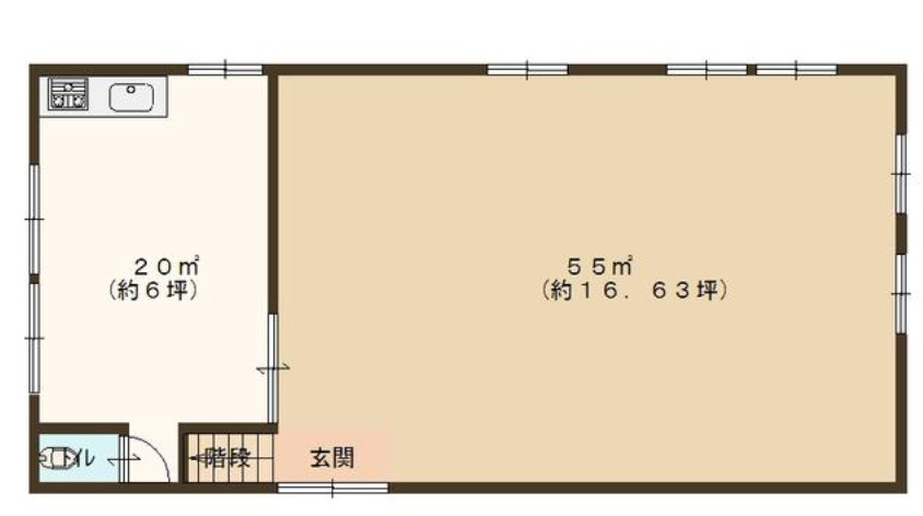 大津市石場の店舗事務所の間取り