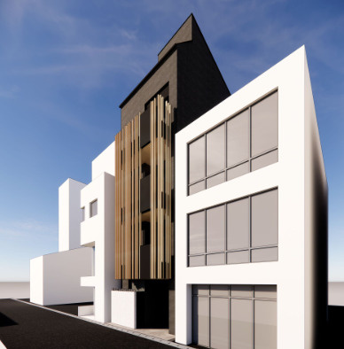 博多上川端町テナントの外観パース