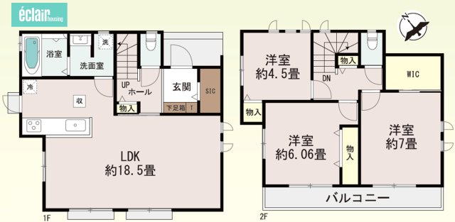 ～２階建・新築戸建～明石二見町東二見字宮ノ北～の間取り|＼日当たり良好♪３ＬＤＫ／家事動線が良く過ごしやすい住まいですよ♪