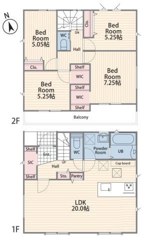 横浜市港南区下永谷5丁目 新築戸建て【仲介手数料無料】カースペース2台の間取り