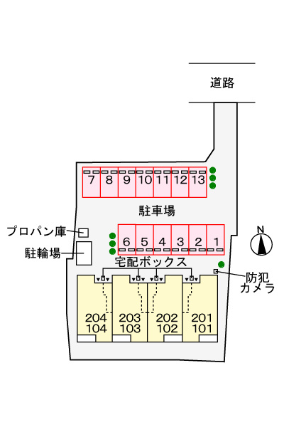 メゾンリアンの区画図|駐車場
