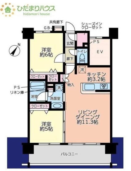 【間取り】 | プレディアンスフォート取手 | 2部屋から出入り可能なバルコニー！