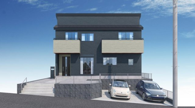 横浜市戸塚区戸塚町 新築戸建て【仲介手数料無料】カースペース2台の外観パース