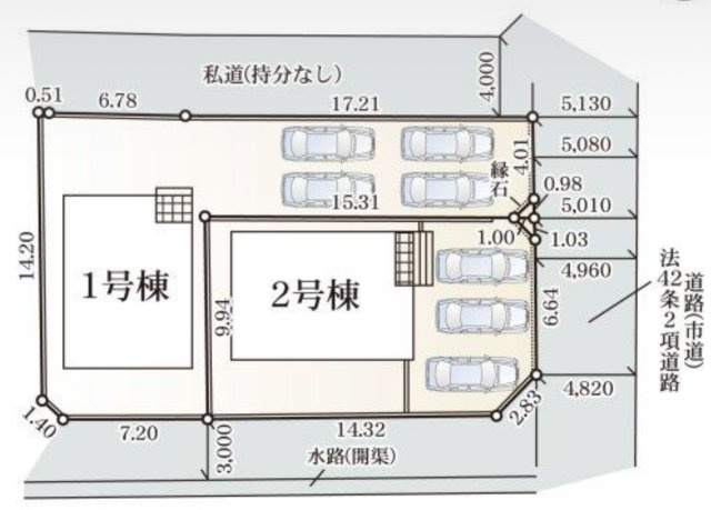 佐賀市西田代第3　1号棟の区画図