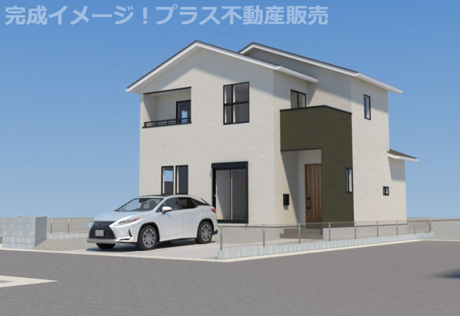 【外観】 | 糟屋郡須恵町上須惠25期　4号棟（全7区画）【仲介手数料無料・0円】 | 完成イメージの外観パースです。