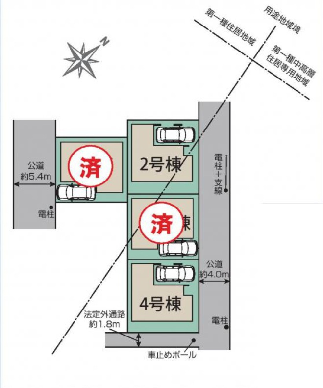 入間市東藤沢5丁目の区画図|全4棟の分譲地です。