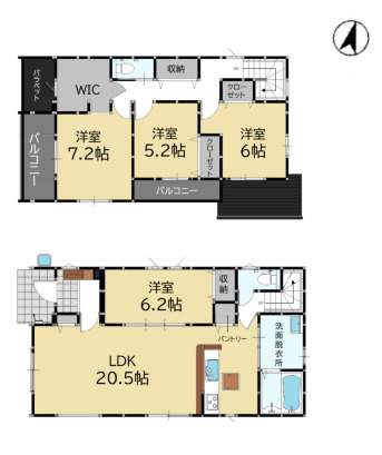 【間取り】 | 糟屋郡宇美町宇美中央1丁目4期　1号棟（全3棟）【仲介手数料無料・0円】 | 平日、土日祝日もお好きな日時にご見学可能です。お気軽にお問合せ下さい。