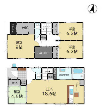 【間取り】 | 糟屋郡宇美町宇美中央1丁目4期　3号棟（全3棟）【仲介手数料無料・0円】 | 平日、土日祝日もお好きな日時にご見学可能です。お気軽にお問合せ下さい。