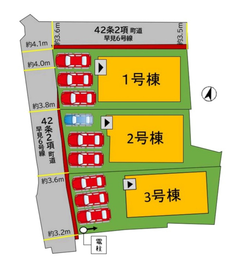 【区画図】 | 糟屋郡宇美町宇美中央1丁目4期　3号棟（全3棟）【仲介手数料無料・0円】 | 区画図です。3号棟