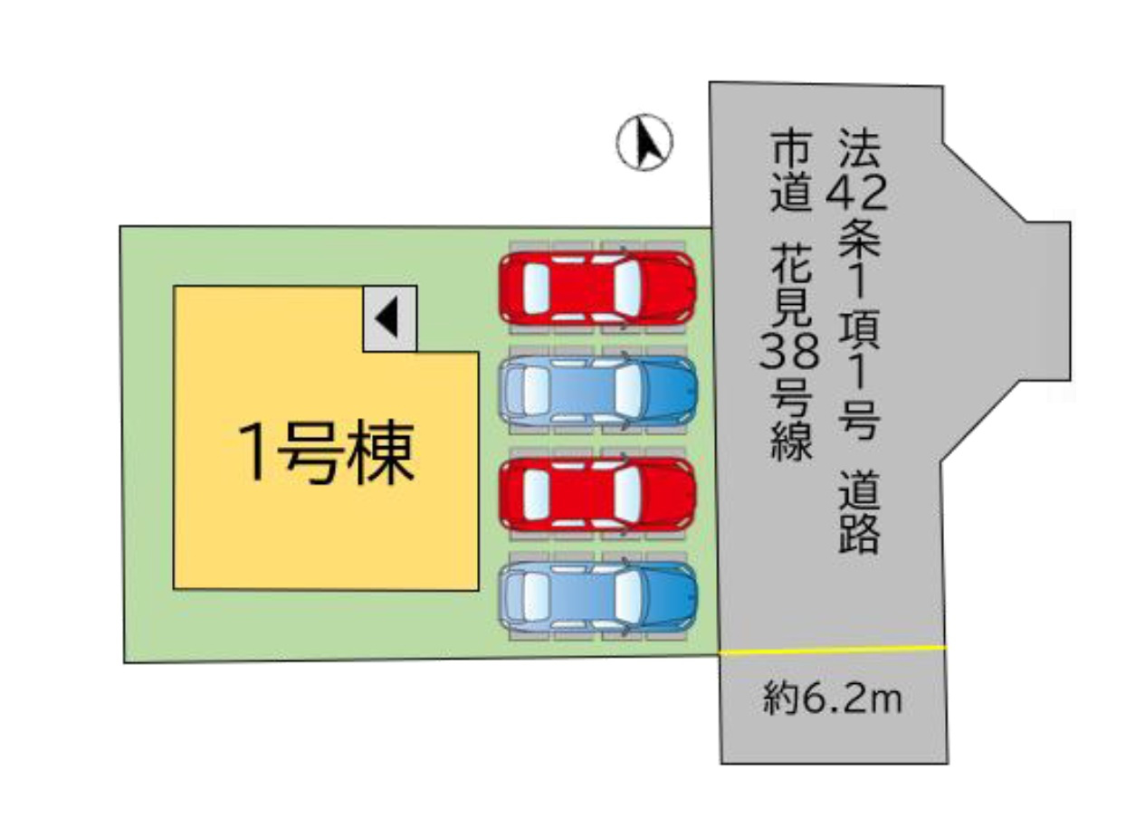 古賀市花見南3丁目第4-1棟（1号棟）の区画図|配置図
