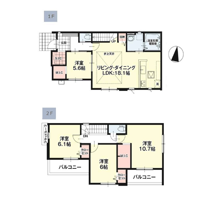 福岡市西区太郎丸2丁目第1-2棟（1号棟）　の区画図|配置図（1号棟）