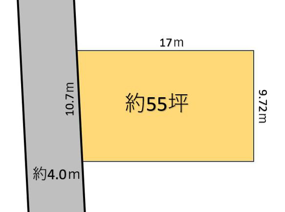 野田市野田　売地　52坪の前面道路含む現地写真|前面道路は4ｍ未満の為、セットバックが必要となります！！