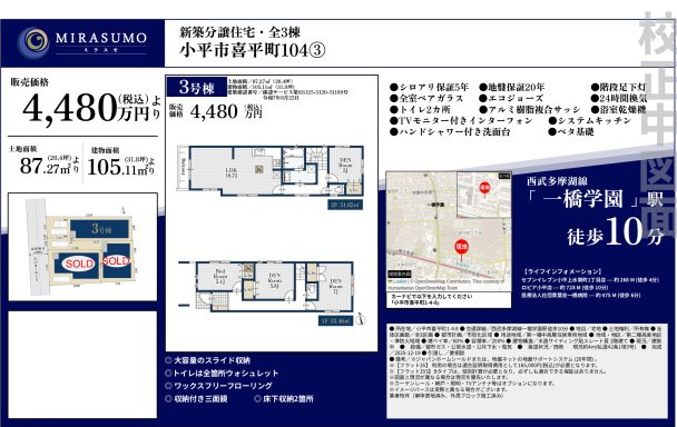 【MIRASUMO】小平市喜平町104③のその他|□売主作成による販売用の図面(マイソク)です。この図面には売主の工夫(お客様へ本物件のメリットをうまく伝えられる様)が良く表れています。□