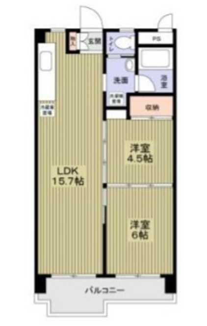 日香苑Ⅰ　礼金0　南向き　ファミリー向けの間取り