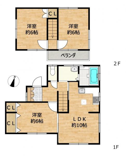 宇都宮市春日町　３ＬＤＫ　中古住宅の間取り