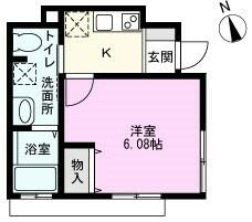 角部屋、２面採光の１Ｋ
