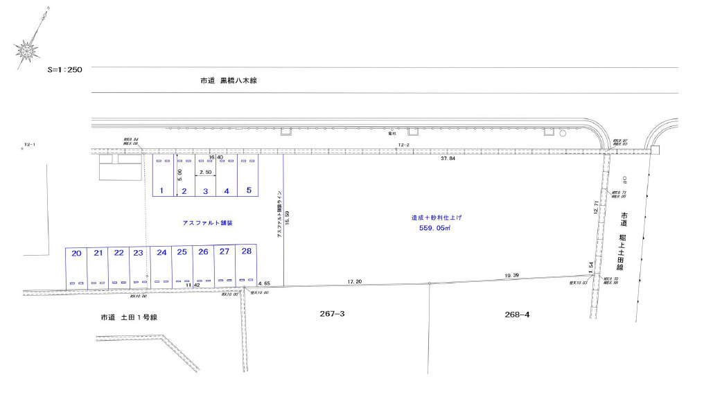 近江八幡市土田町の事業用地の区画図