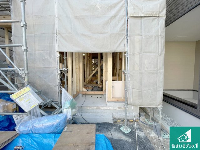 松原市小川　第3期　新築一戸建ての外観|現在の進捗状況です！順調に作業進行中、完成が待ち遠しいです！詳細の間取り等、お気軽にお問い合わせください！